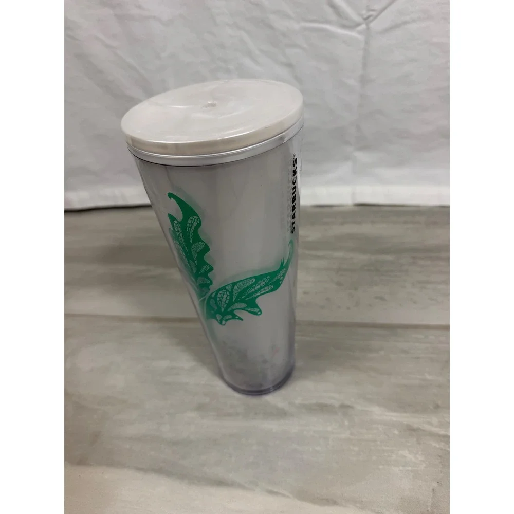 Starbucks 24oz Venti Iridescent Siren Mermaid Cold Cup Tumbler White Green Lid